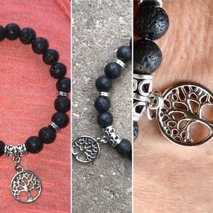 NWOT Real Lava Beaded Bracelet with tree of life